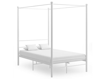 Multidom Posteľný rám s baldachýnom biely kov 140x200 cm