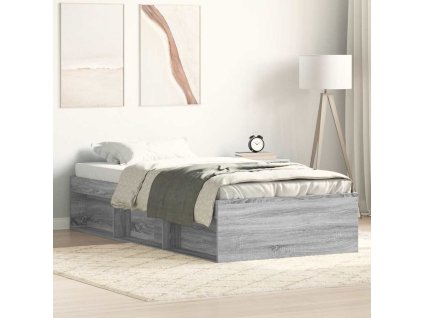 Multidom Posteľný rám sivý sonoma 75x190 cm malé jednolôžko