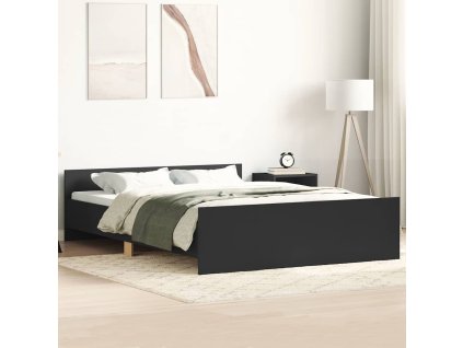 Multidom Posteľný rám s predným a zadným čelom, čierny 140x190 cm