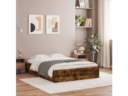 Multidom Posteľný rám so zásuvkami dymový dub 120x200cm kompozitné drevo