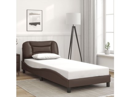Multidom Posteľný rám s čelom hnedý 90x200 cm umelá koža
