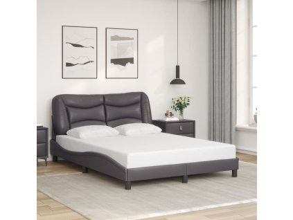Multidom Posteľný rám s čelom sivý 140x200 cm umelá koža