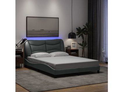 Multidom Rám postele s LED bez matraca Hvar bledosivý 140x200 cm látka