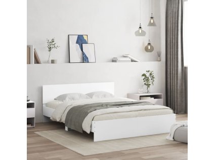 Multidom Posteľný rám s čelom a LED biely 150x200 cm