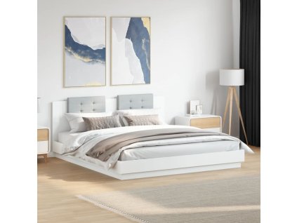 Multidom Posteľný rám s čelom biely 160x200 cm kompozitné drevo