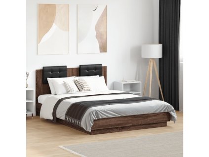 Multidom Posteľný rám s čelom hnedý dub 135x190 cm kompozitné drevo