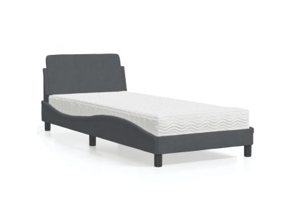 Multidom Posteľ s matracom Dover tmavosivý 90x200 cm zamat