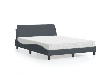 Multidom Posteľný rám s matracom tmavosivý 140x190 cm zamat