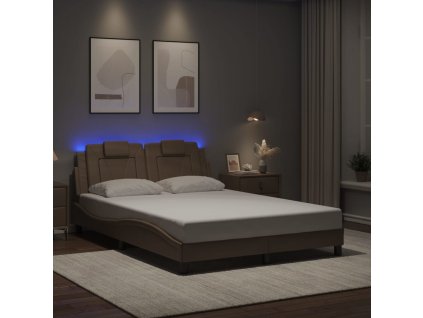 Multidom Rám postele, Viana, s LED bez matraca, kapučínový 140x200 cm