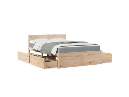 Multidom Posteľ so zásuvkami a matracom 140x200 cm masívna borovica