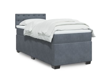 Multidom Posteľný rám boxspring s matracom tmavosivý 100x200 cm zamat