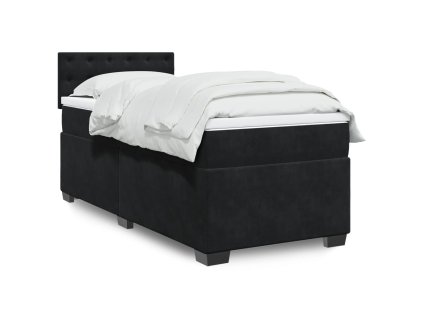 Multidom Posteľný rám boxspring s matracom čierny 100x200 cm zamat