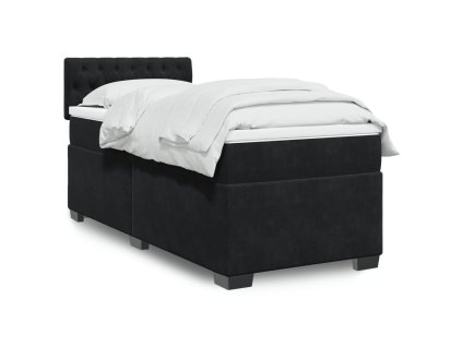 Multidom Posteľný rám boxspring s matracom čierny 90x190 cm zamat