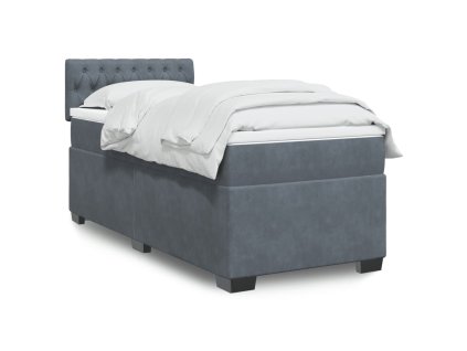 Multidom Posteľný rám boxspring s matracom tmavosivý 80x200 cm zamat