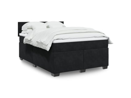 Multidom Posteľný rám boxspring s matracom čierny 140x190 cm zamat