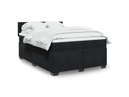 Multidom Posteľný rám boxspring s matracom čierny 140x190 cm zamat