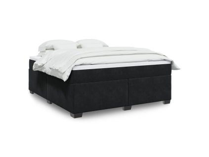 Multidom Posteľný rám boxspring s matracom čierny 180x200 cm zamat