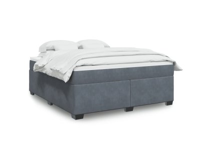 Multidom Posteľný rám boxspring s matracom tmavosivý 180x200 cm zamat