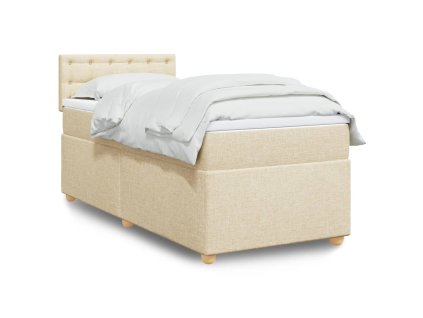Multidom Posteľný rám boxspring s matracom krémový 90x190 cm látka