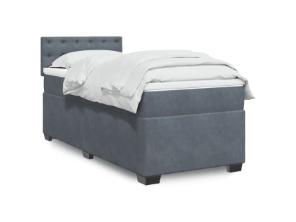 Multidom Posteľný rám boxspring s matracom tmavosivý 90x200 cm zamat