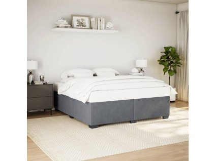 Multidom Posteľ bez matraca tmavosivá 200x200 cm zamat