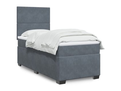 Multidom Posteľný rám boxspring s matracom tmavosivý 90x200 cm zamat