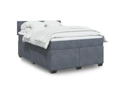 Multidom Posteľný rám boxspring s matracom tmavosivý 160x200 cm zamat