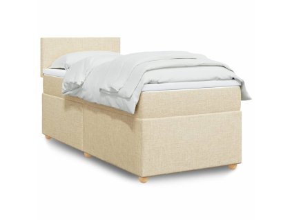 Multidom Posteľný rám boxspring s matracom krémový 90x190 cm látka