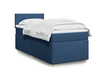 Multidom Posteľný rám boxspring s matracom modrý 90x190 cm látka