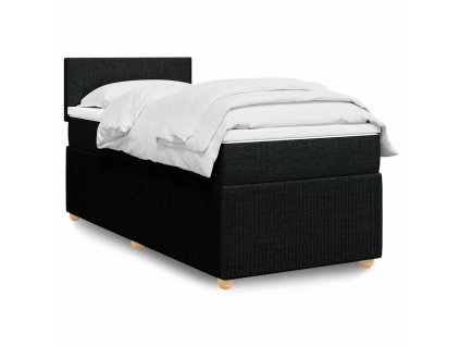 Multidom Posteľný rám boxspring s matracom čierny 90x190 cm látka