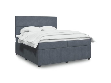 Multidom Posteľný rám boxspring s matracom tmavosivý 200x200 cm zamat