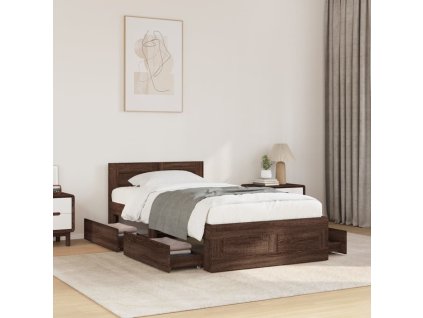 Multidom Posteľný rám s čelom hnedý dub 75x190 cm kompozitné drevo