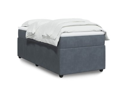 Multidom Posteľný rám boxspring s matracom tmavosivý 100x200 cm zamat