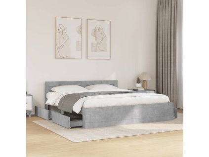 Multidom Posteľný rám s čelom betónovo sivý 180x200 cm kompozitné drevo