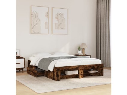 Multidom Posteľný rám dymový dub 135x190 cm kompozitné drevo