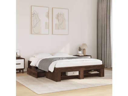 Multidom Posteľný rám hnedý dub 135x190 cm kompozitné drevo
