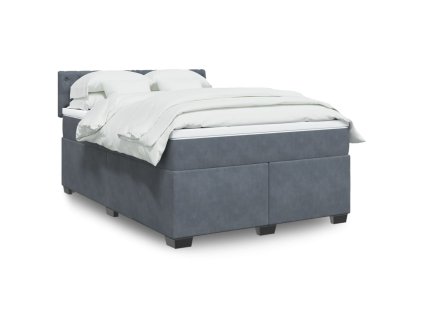 Multidom Posteľný rám boxspring s matracom tmavosivý 160x200 cm zamat