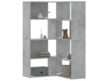 Multidom Rohová knižnica 4 police betónovosivá 85x85x140 cm kompoz.drevo