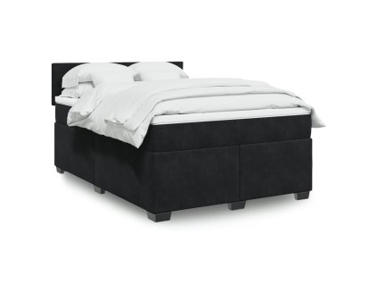 Multidom Posteľný rám boxspring s matracom čierny 140x200 cm zamat