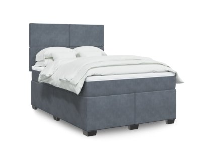 Multidom Posteľný rám boxspring s matracom tmavosivý 140x200 cm zamat