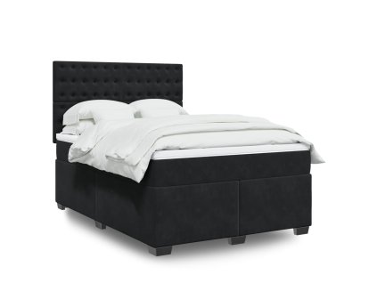Multidom Posteľný rám boxspring s matracom čierny 140x200 cm zamat