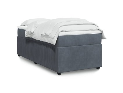 Multidom Posteľný rám boxspring s matracom tmavosivý 90x190 cm zamat