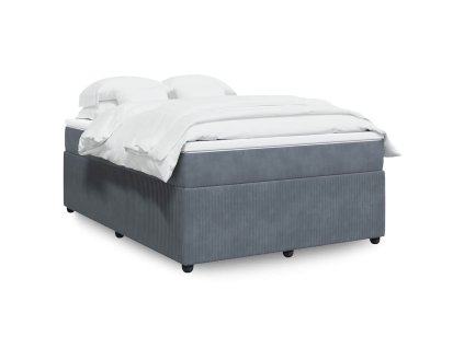 Multidom Posteľný rám boxspring s matracom tmavosivý 140x190 cm zamat