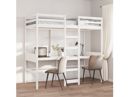 Multidom Vyvýšená posteľ bez matraca, biela 90x190 cm, borovicový masív