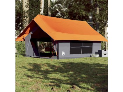 Multidom Kempingový stan, 5 osoby, sivo oranžový, vodoodolný