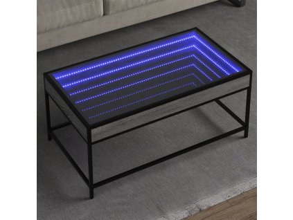 Multidom Konferenčný stolík s nekonečnými LED sivý sonoma 90x50x41 cm