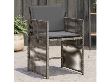 Multidom Záhradné stoličky s vankúšmi 4 ks sivé polyratanové