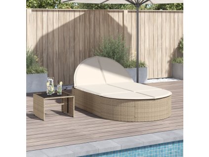 Multidom Dvojité ležadlo s podložkami béžové polyratan