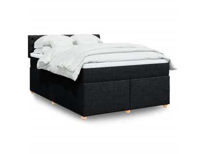 Multidom Posteľný rám boxspring s matracom čierny 160x200 cm látka
