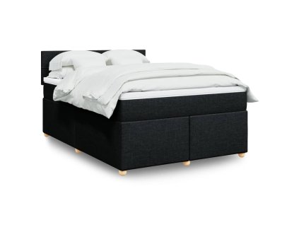 Multidom Posteľný rám boxspring s matracom čierny 140x200 cm látka